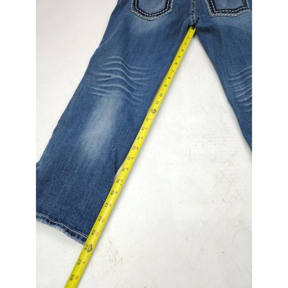 Miss Me Jeans Boyfriend 27 Jpb5014 Faded Blue Distressed Capri - Picture 6 of 8